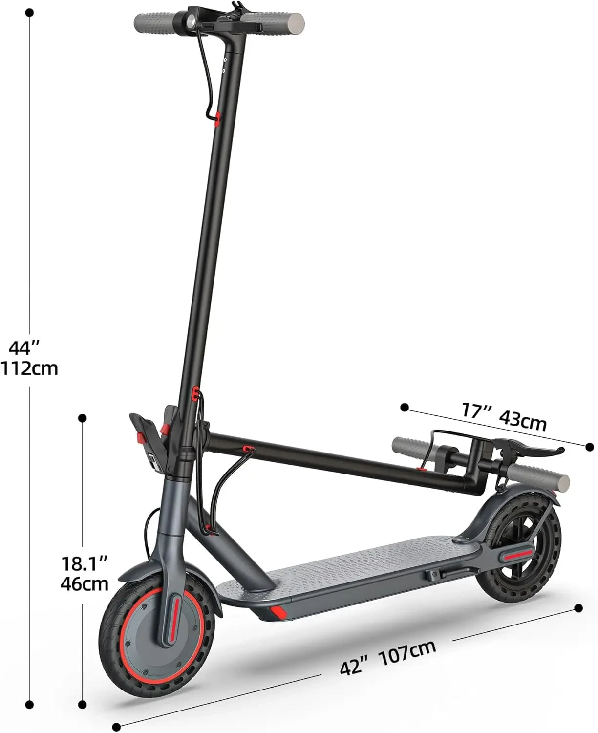 A powerful 350W electric scooter with a maximum speed of 19 miles per hour and a range of 15-19 miles