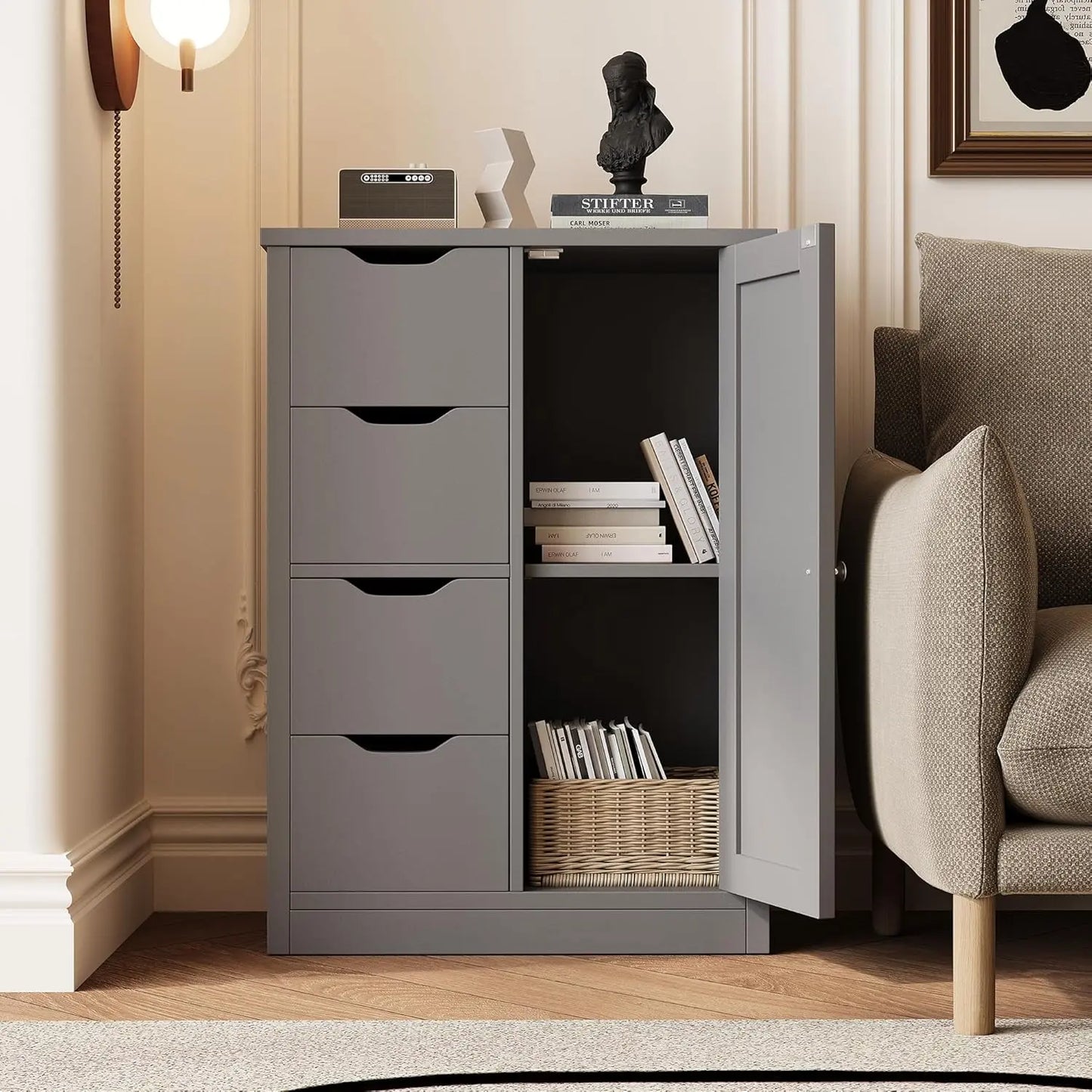 Bathroom storage cabinet with door and shelf