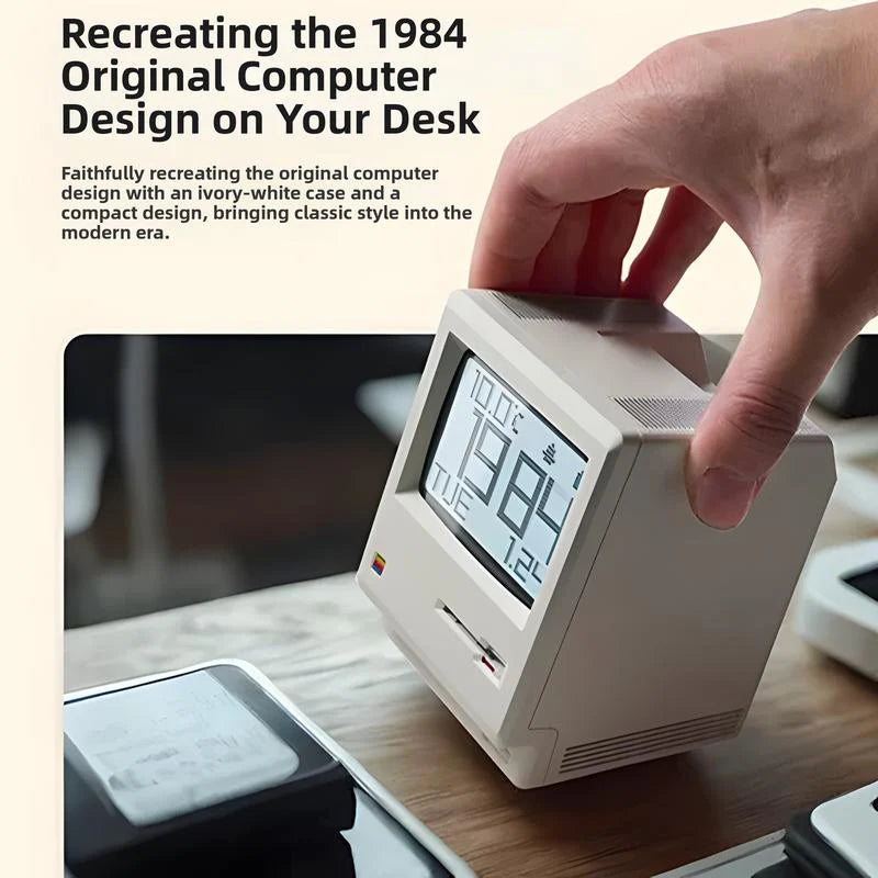 Retro Macintosh Mini Computer Desktop Clock: Unique Birthday Gift for Boyfriend, Table Ornament Decor