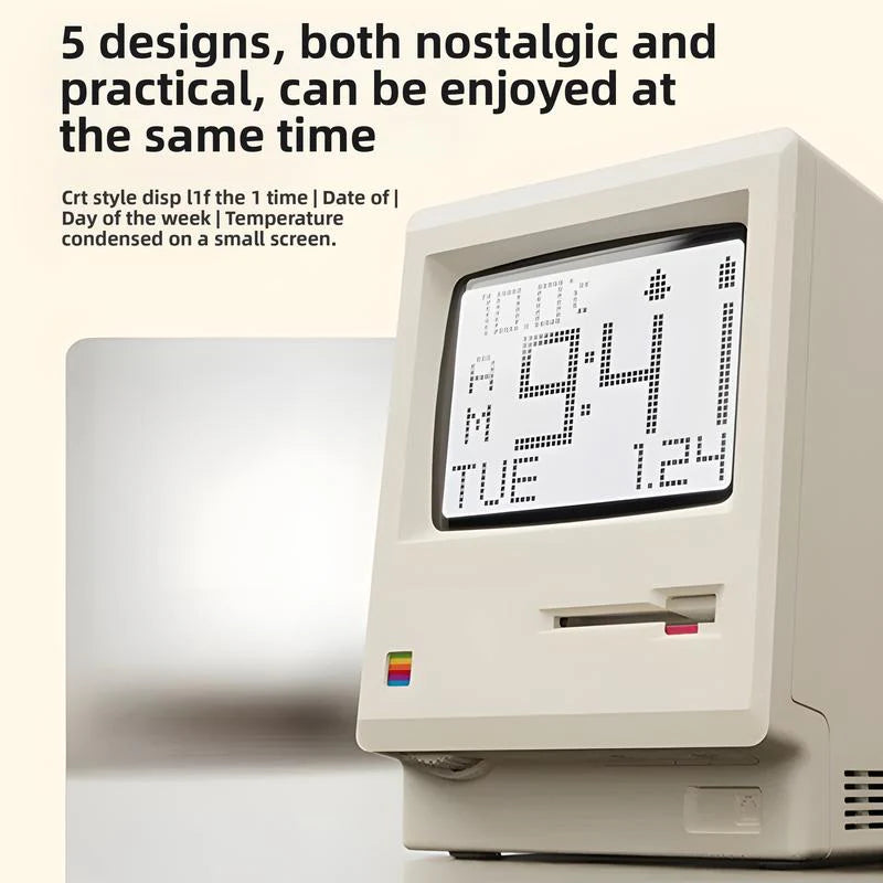 Retro Macintosh Mini Computer Desktop Clock: Unique Birthday Gift for Boyfriend, Table Ornament Decor