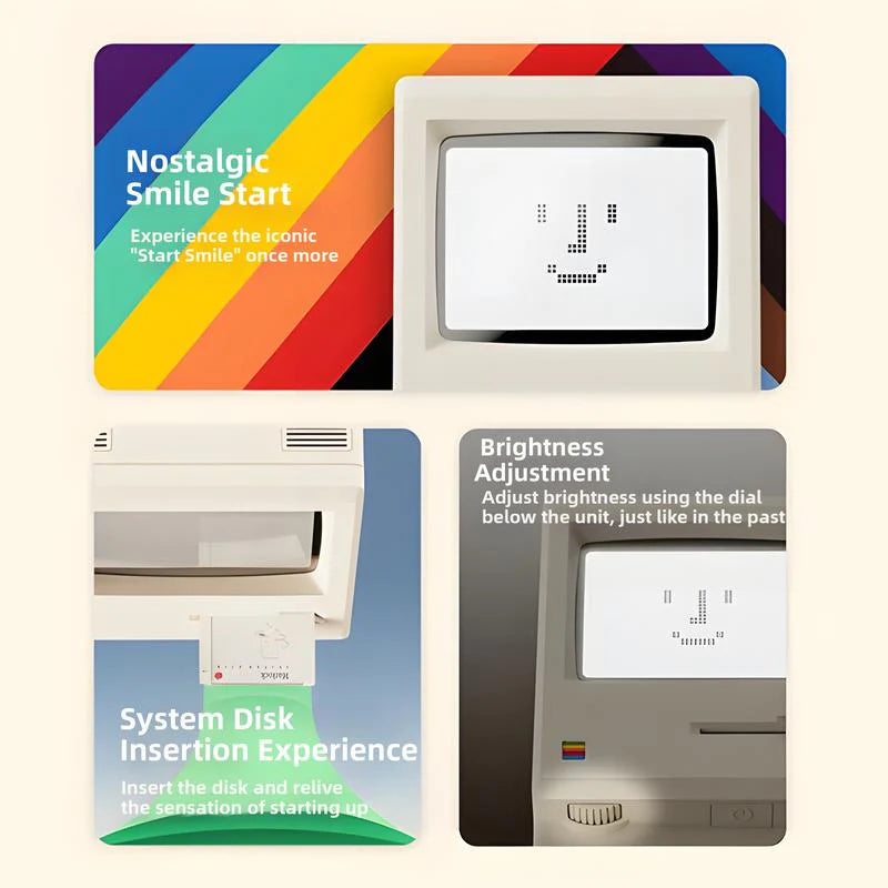 Retro Macintosh Mini Computer Desktop Clock: Unique Birthday Gift for Boyfriend, Table Ornament Decor