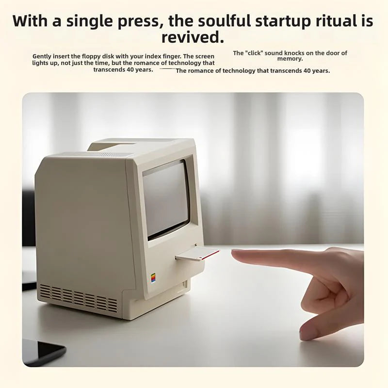Retro Macintosh Mini Computer Desktop Clock: Unique Birthday Gift for Boyfriend, Table Ornament Decor